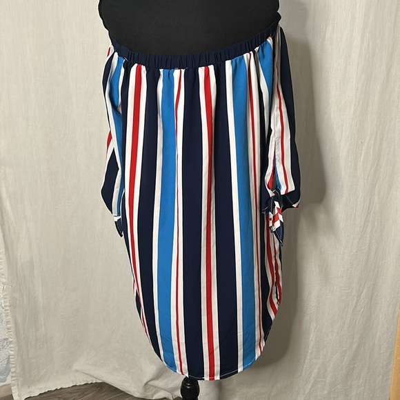 Forever 21 Striped Midi Dress - Off-Shoulder | Size L | Breezy & Bold - Picture 6 of 6